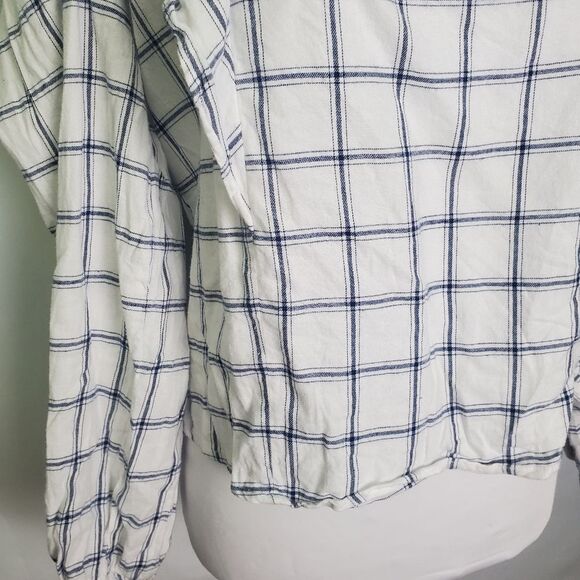 J. Crew Plaid Ruffle Off-Shoulder Blouse - Medium - Picture 4 of 8